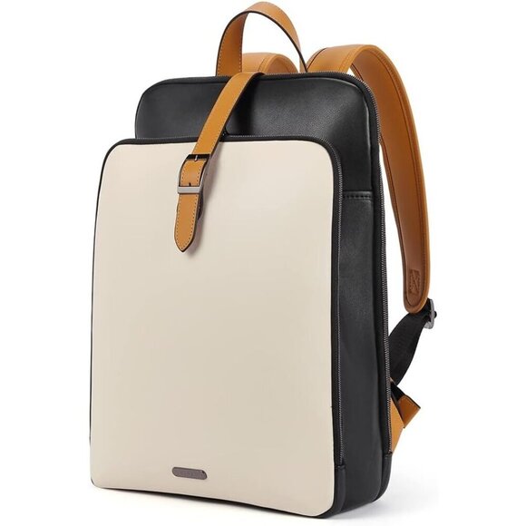 ✨Black Leather Backpack 15.6 inch Laptop Large Genuine...